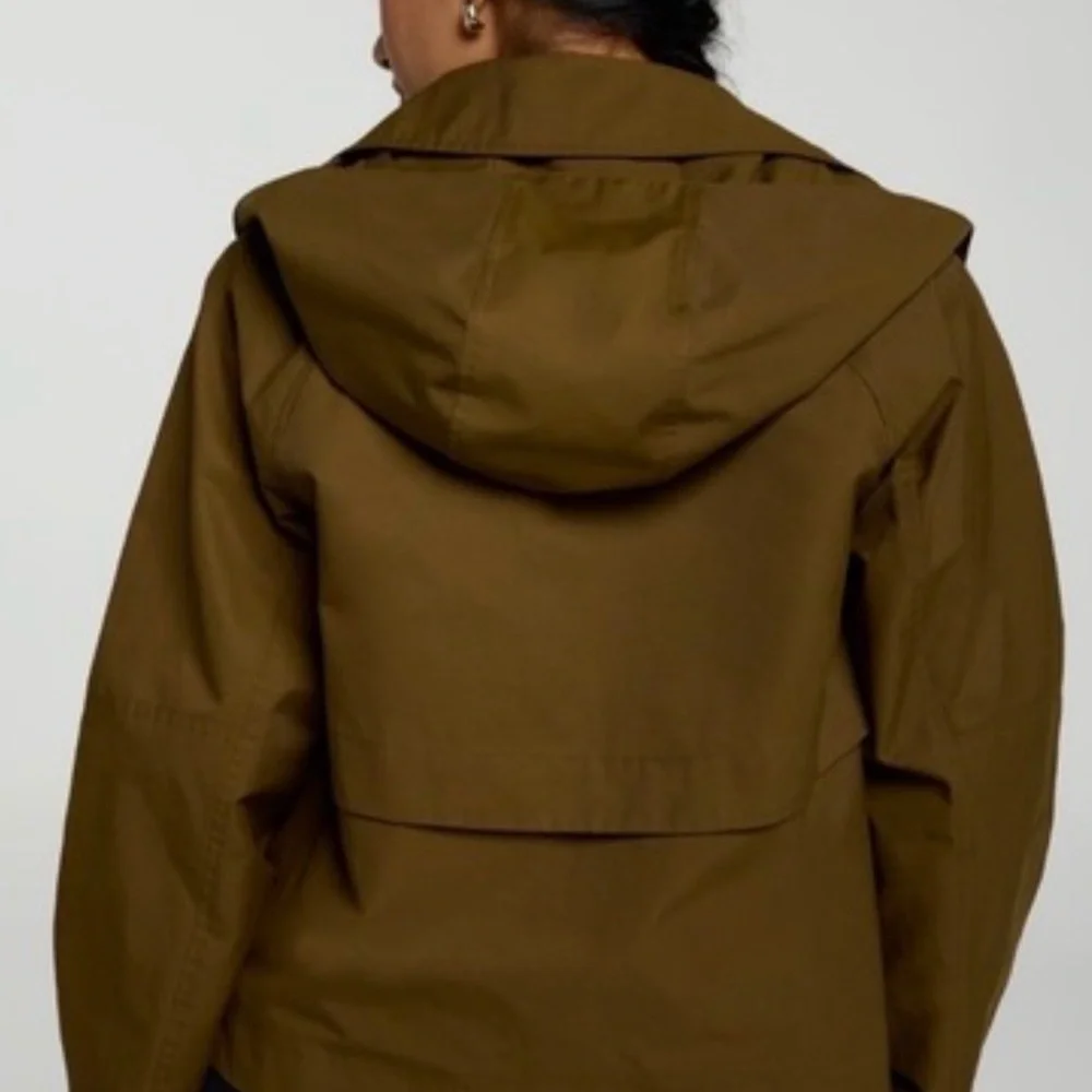 CALIA Women's Crop Trench Jacket - Dark Khaki Olive - Picture 4 of 8